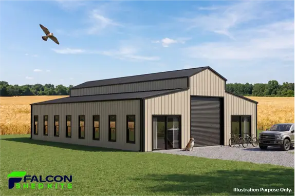 Falcon Shed Kit Barn Style with Windows & Roller Door