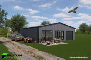 Falcon Shed Kits Gable 1 Roller Door 2 Glass Doors