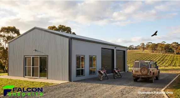 Falcon Shed Kits Gable Style with Roller Doors & Windows