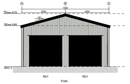 Falcon Gable "Buy a Kit Now" Front Plan Drawing