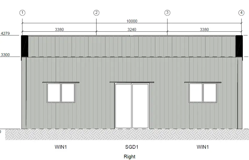 Falcon Gable "Buy a Kit Now" Right Side Plan Drawing