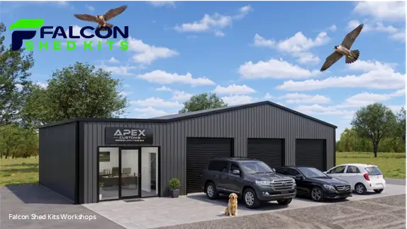 Falcon Gable Lean-To 3 Roller Doors 1 Sliding Glass Door Internal Wall 1 Personal Access Door