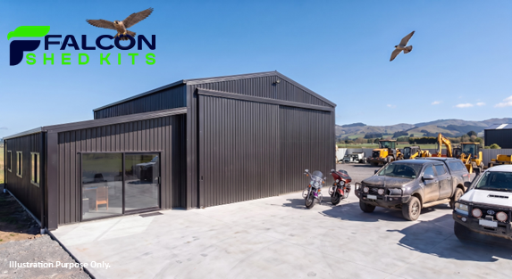 Falcon Gable Lean-To Sliding Door 3 Windows 1 Sliding Glass Door 1 Side Personal Access Door
