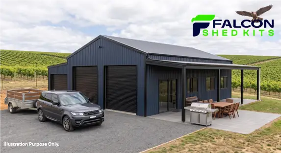 Falcon Gable Lean-To with Veranda Deep Ocean with Night Sky Contrast