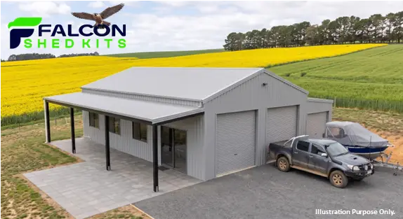 Falcon Gable Lean-To with Veranda Shale Grey
